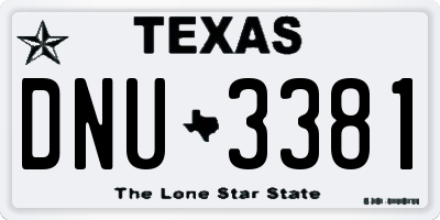 TX license plate DNU3381