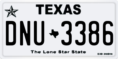 TX license plate DNU3386