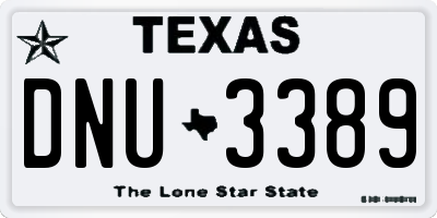 TX license plate DNU3389