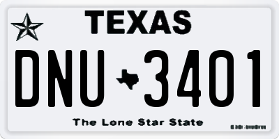 TX license plate DNU3401