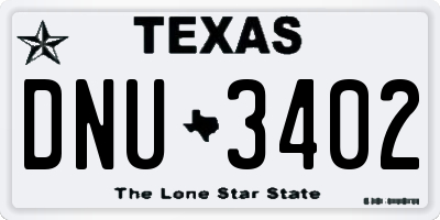 TX license plate DNU3402