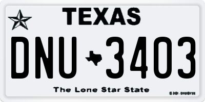 TX license plate DNU3403