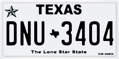 TX license plate DNU3404