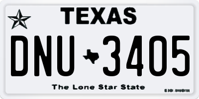 TX license plate DNU3405