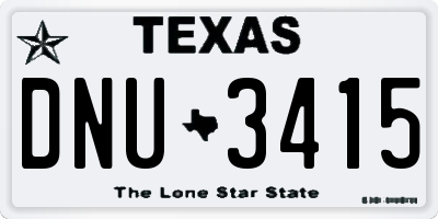 TX license plate DNU3415