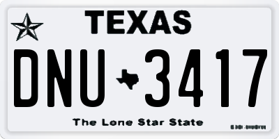 TX license plate DNU3417