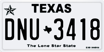 TX license plate DNU3418