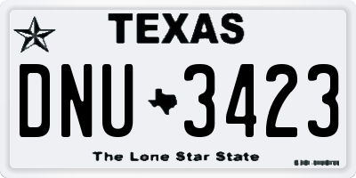 TX license plate DNU3423
