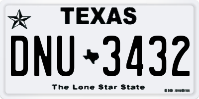 TX license plate DNU3432