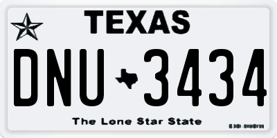 TX license plate DNU3434