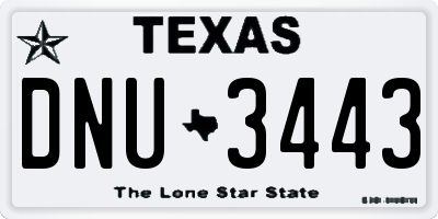 TX license plate DNU3443