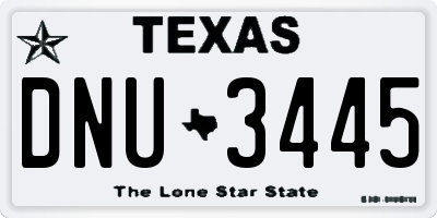 TX license plate DNU3445