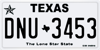 TX license plate DNU3453