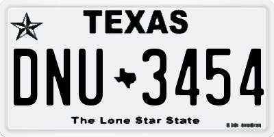 TX license plate DNU3454