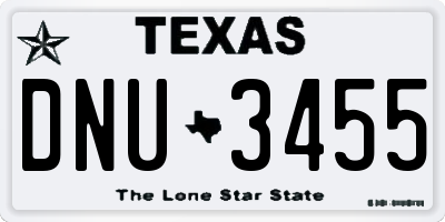 TX license plate DNU3455