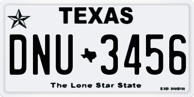 TX license plate DNU3456