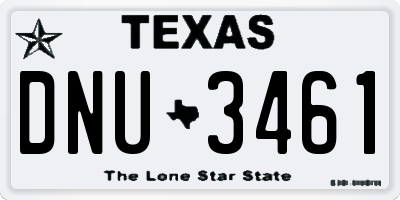 TX license plate DNU3461