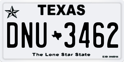 TX license plate DNU3462