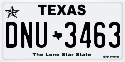 TX license plate DNU3463