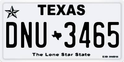 TX license plate DNU3465