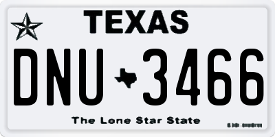 TX license plate DNU3466