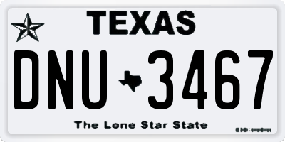 TX license plate DNU3467