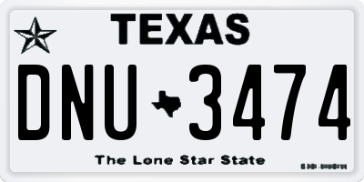 TX license plate DNU3474