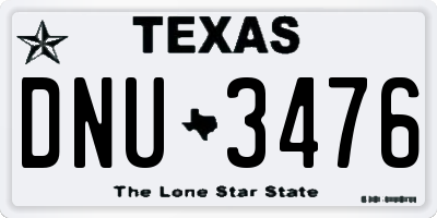 TX license plate DNU3476