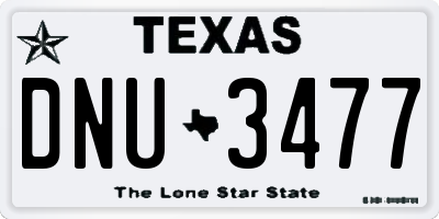 TX license plate DNU3477