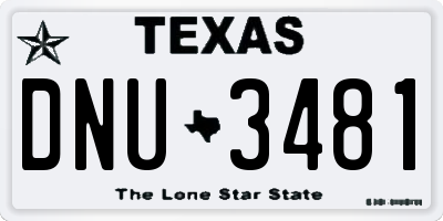 TX license plate DNU3481