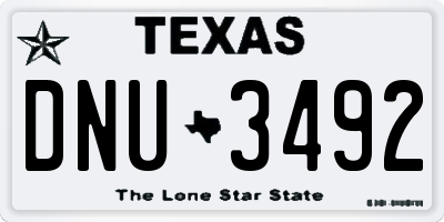 TX license plate DNU3492