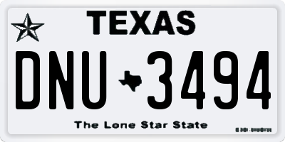 TX license plate DNU3494