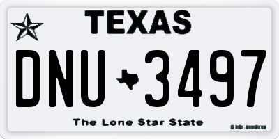 TX license plate DNU3497
