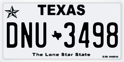TX license plate DNU3498