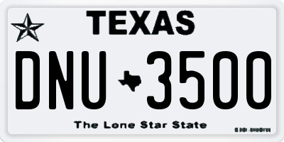 TX license plate DNU3500