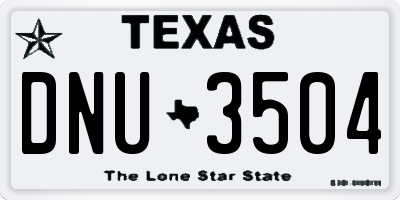 TX license plate DNU3504
