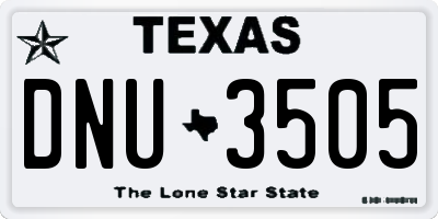 TX license plate DNU3505