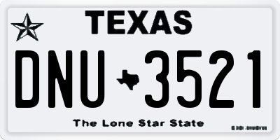 TX license plate DNU3521