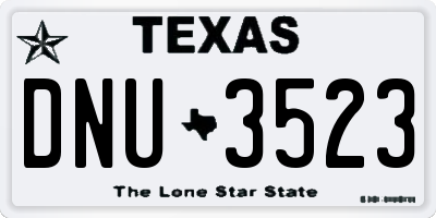 TX license plate DNU3523