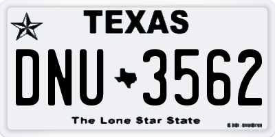 TX license plate DNU3562