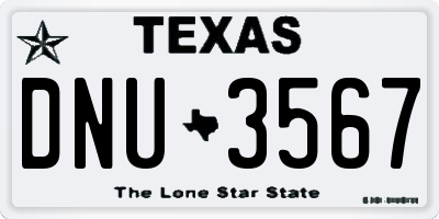 TX license plate DNU3567