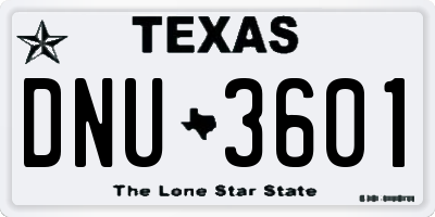 TX license plate DNU3601