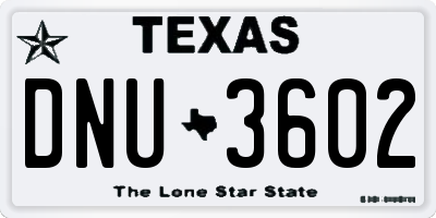 TX license plate DNU3602