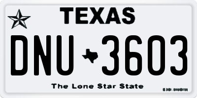 TX license plate DNU3603