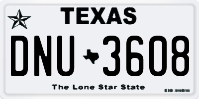 TX license plate DNU3608