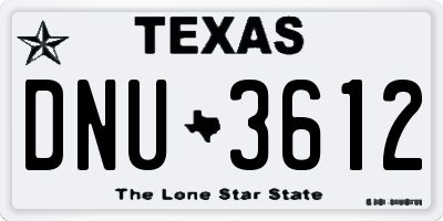 TX license plate DNU3612