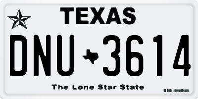 TX license plate DNU3614