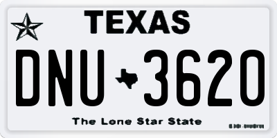 TX license plate DNU3620