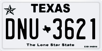 TX license plate DNU3621