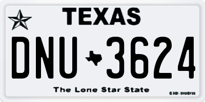 TX license plate DNU3624